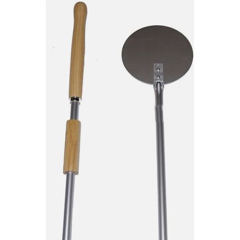 PALA PER PIZZA FORNO IN ACCIAIO INOX CON MANICO IN LEGNO TONDA DA 18 CM