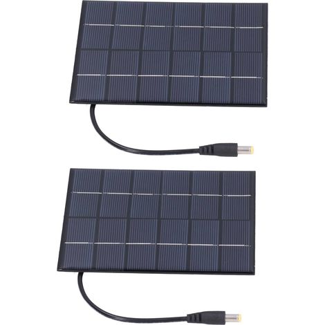 2PCS Panneaux Solaires 2W Haute Efficacité Sortie DC5521 Chargeur de Batterie 3.7V pour Lampes Solaires