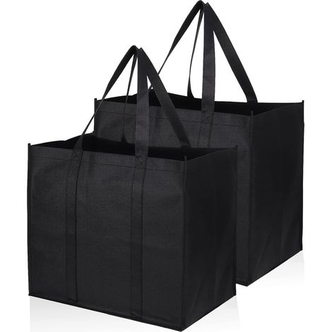Set of 2 Reusable Shopping Bags with Handle, 41 x 33 x 26 cm Foldable Shopping Bag for Shopping, Picnic, Travel, Beach (1/5)