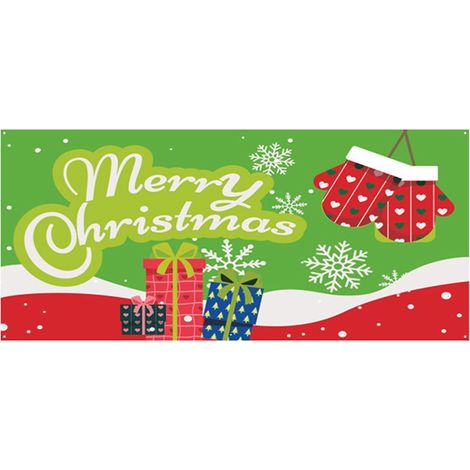 Bannière De Noël - 183 X 396 Cm - Tissu Polyester - Décoration Murale Et Porte De Garage - Intérieur Et Extérieur - 1 Pièce (1/4)