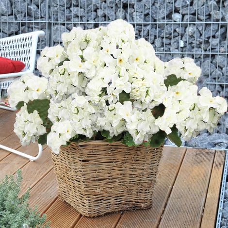 Lot de 4 fleurs blanc artificielles, géraniums artificiels résistants aux UV, d'extérieur (1/5)