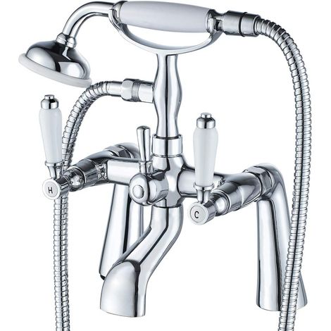Mitigeur de baignoire cascade pour salle de bain, accessoire salle de bain avec pommeau de douche à main double levier robinet (1/5)