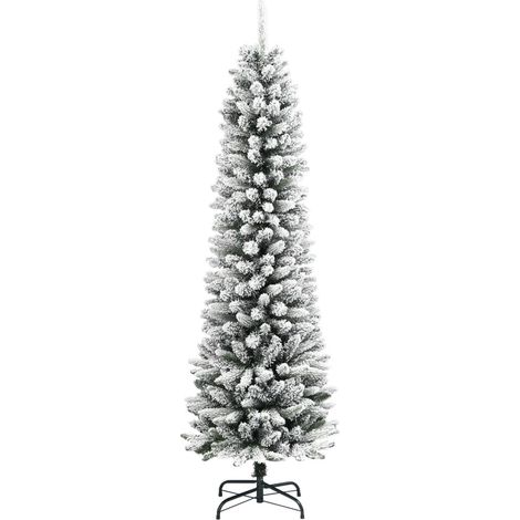 Sapin de Noël Arbre de Noël artificiel mince avec neige floquée 180 cm PVC/PE (1/5)