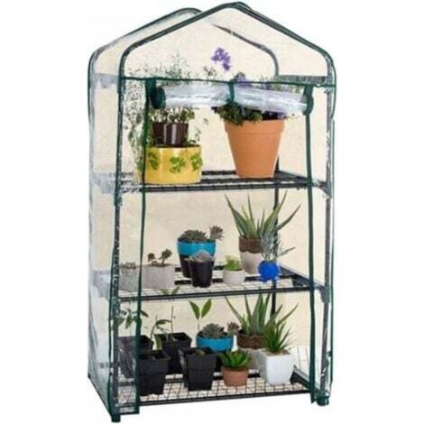 Petite serre de plain-pied avec couvercle en plastique PVC, serre portable à l'extérieur, utilisée pour la croissance des semis et des fleurs, 3 couches, hors support (69 x 49 x 126 cm) (1/4)
