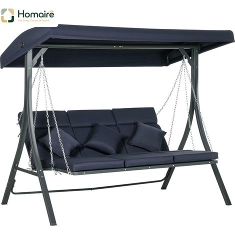 HOMAIRE Hollywoodschaukel 3-Sitzer avec toit solaire réglable et coussins, charge maximale 270 kg