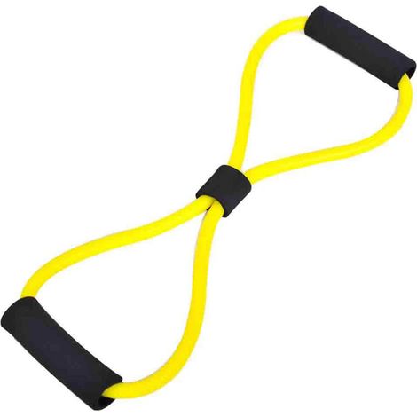Lot 8 de bandes de résistance élastiques en forme de huit pour fitness, exercices d'intérieur, couleur jaune (1/5)