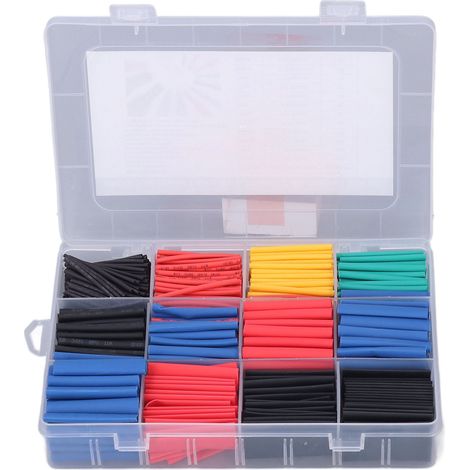 Lot de 800 gaines thermorétractables en boîte, tubes de protection isolés pour câbles, kit électronique DIY. (1/5)
