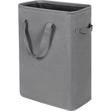 Cesto de ropa ultrafino, cubo estrecho para ropa sucia con asa, cubo plegable para ropa sucia, cubo alto para ropa sucia para lavadero, dormitorio y habitación, (45L) gris