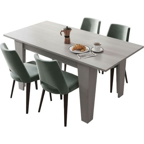 Tavolo Allungabile Pizzoli, Allungabile, Meccanismo Estensione Allunga Centrale, Lunghezza Massima 160 cm, 160x80x78h cm Grigio Cemento