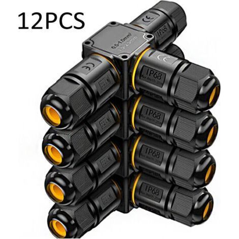 12 PCS Connecteurs de Câbles Étanches IP68 - Boîte de jonction 3 voies connecteur etanche 3 fils - Raccordement extérieur du jardin - Dérivation de câble 6-11mm - Coffret électrique externe étanche (1/5)