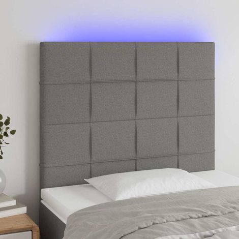 vidaXL Tête de lit à LED Gris foncé 80x5x118/128 cm Tissu (1/5)
