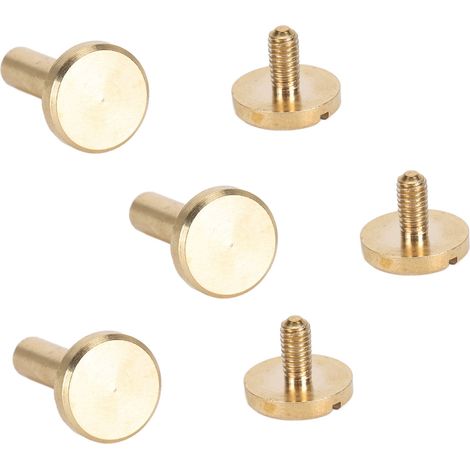 Lot de 50 rivets de fixation à tête plate ronde en laiton, vis à fente, pour ceintures, sacs, portefeuilles, chaussures, vestes, cuir et tissu, 10 x 12 mm / 0,39 x 0,47 po (1/5)