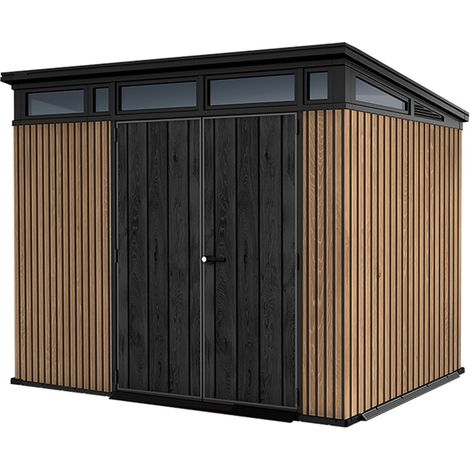 Casetta Box da Giardino Keter Signature Venetian Pent 7x9 in Resina Effetto Legno Marrone e Antracite