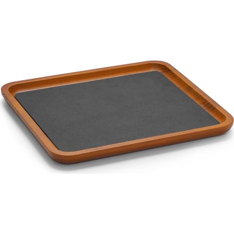 plateau à bijoux en bois massif gris foncé 35 x 24 x 1,5 cm avec revêtement microfibre anti-rayure (1/5)