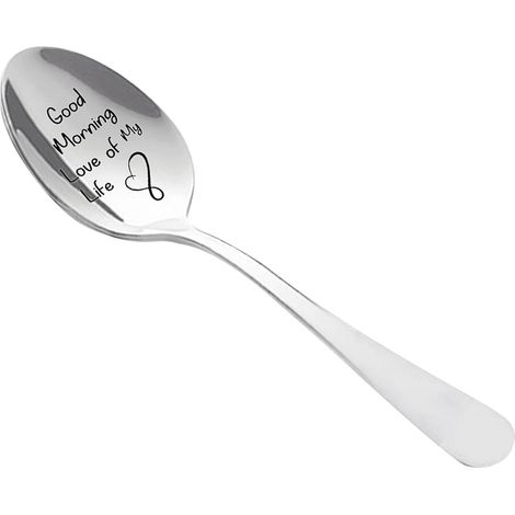 Cuillère En Acier Inoxydable - 19,5 Cm - Pour Café Ou Thé - Idéale Pour Couple - Personnalisable - 1 Pièce (1/2)