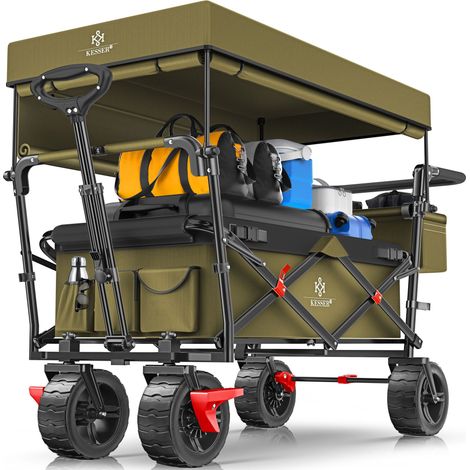 KESSER® Carro plegable GT9000 con techo - Khaki (1/5)