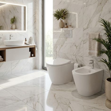 Paire de WC et bidet en céramique avec siège à fermeture progressive - Integra Round  Vitra