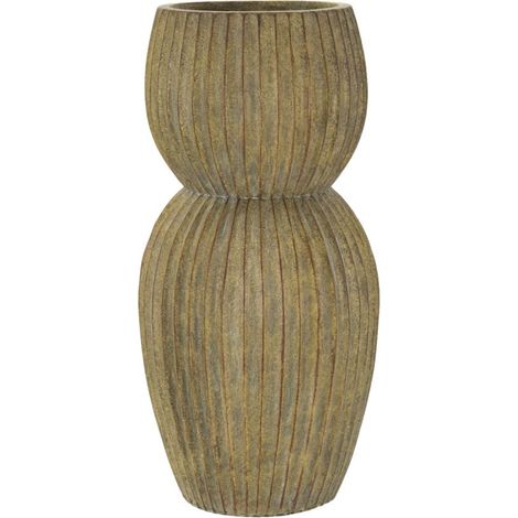 Vaso Breeze alto in magnesio verde anticato con coste verticali (1/5)