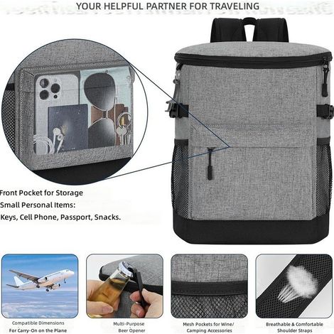 sac isotherme étanche randonnée plage acité de 30 canettes, idéal pour le camping la plage randonnée (1/5)