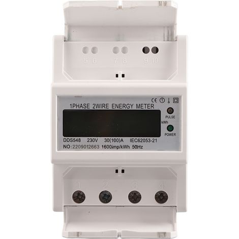 DDS548 Watt Hour Meter LCD Display Single Phase 230VAC Electric Power Meter (1/5)
