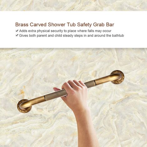 Antik anmutender, wandmontierter Haltegriff aus geschnitztem Messing für Badewanne, Badezimmeraccessoire, Sicherheit, Wandmontage, stabiler Griff (1/5)