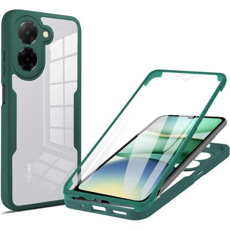 Coque pour Xiaomi Redmi A5 4G, Protection D'écran Intégrée Housse Antichoc Militaire Double Face, Case Bumper Anti-Rayures en Silicone Transparent à 360°. Vert (1/5)