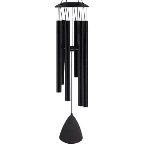 Eolienne Sonore - 6 Rangées Tubes Métalliques - Décoration Extérieure pour Jardin et Balcon - 81 cm - Matériau Métallique Résistant - Noir