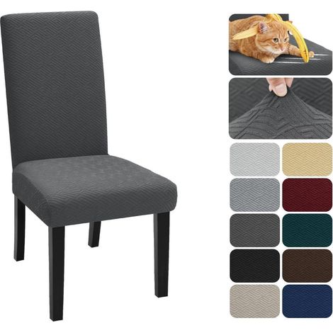Lot de 2 housses de chaise extensibles jacquard pour salle à manger, lavables et déhoussables