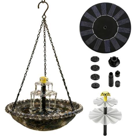 Générique Fontaine pour Bain d'oiseau en Cascade, décorative, résistante aux intempéries - Fontaine Solaire pour Oiseaux - pour Décoration Extérieure, Jardin, Étang, Attire Les Colibris et Pinsons
