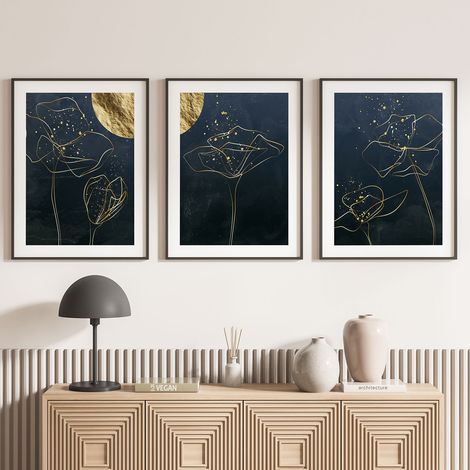 Lot de 3 Affiches / Posters Triptyque - Fleurs - 3 Affiches - 70x100 cm (Cadres non fournis) - Photo pleine page (1/5)