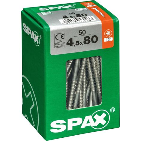 Set 50 viti SPAX Torx in acciaio a testa svasata, Diam.4,5 mm x L.80 mm SPAX