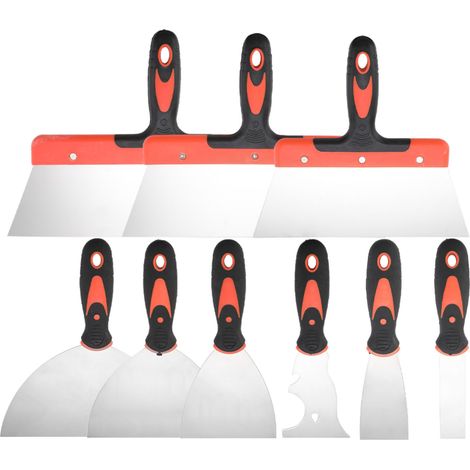 Set mit 9 Schabern, Farbentfernern, Tapetenentfernern und Spachteln – professionelle Werkzeuge für Maler und Dekorateure, entwickelt zum schnellen Entfernen von Farbe und Tapeten.