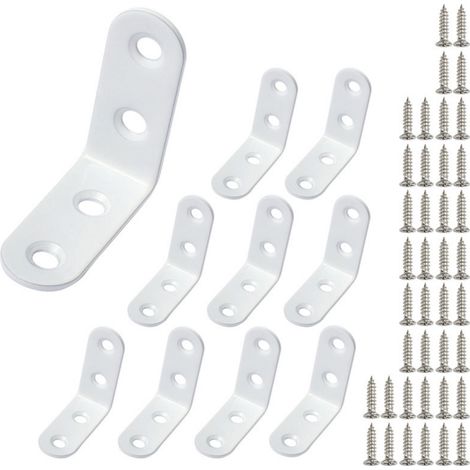 Support D'Angle En Acier Inoxydable - 40 x 40 mm - 90 Degres - Pour Meubles Chaises Armoires - Lot De 10 Avec 40 Vis (1/5)