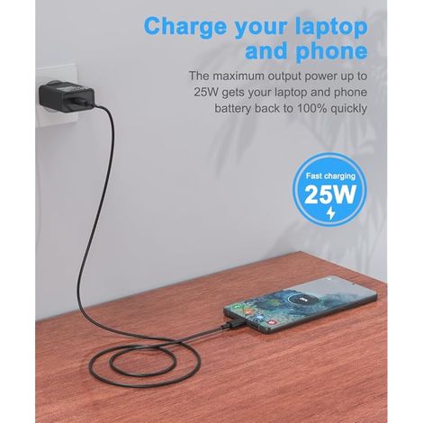 Câble de charge rapide USB C 45 W avec câble de type C pour Samsung S24 S23 S22+ S22 S21 S20 FE, Note10+/ 20 Ultra, Galaxy S10+ S9 S8 S7 A53 A54 A53 A52 A51 A50 A34 A34 3 A23. Chargeur secteur rapide