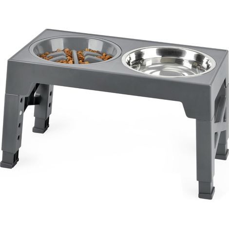 Gamelles surélevées pour grands chiens, support surélevé avec 1 gamelle en acier inoxydable, 1 gamelle anti-éclaboussures et une gamelle anti-fuite de 0,8 L (1/5)