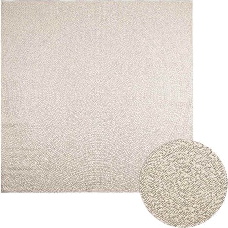 Teppich ZIZUR Creme 240x240 cm Jute-Optik Indoor und Outdoor