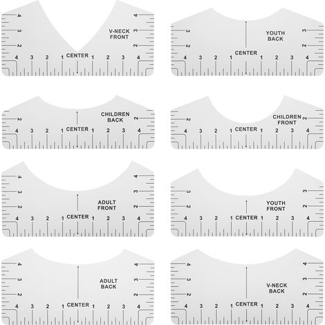 Tshirt Guide Ruler Alignment Tool Round Neck Calibration and Sewing Alignment Guiding For Clothing Design(White ) (1/5)