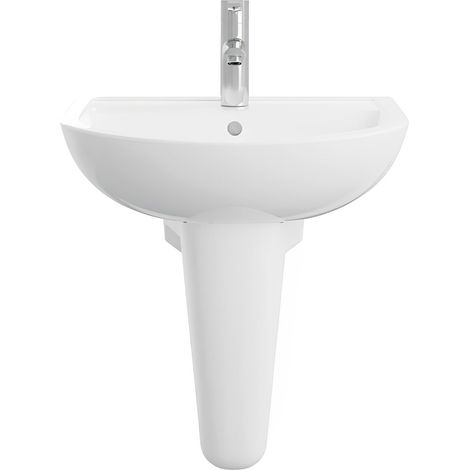 AKW Navlin Basin and Semi Pedestal 500mm Wide - 1 Tap Hole (1/2)