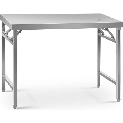 Royal Catering – Table de travail pliante 70 x 120 cm – Capacité 215 kg – Acier inoxydable – Épaisseur plateau 60 mm – Pieds réglables pour stabilité (1/7)