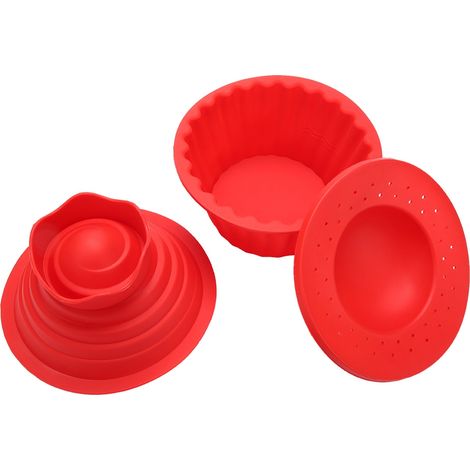 3-teiliges Set lebensmittelechter Silikon-Backformen, Eiscreme-, Brot- und Mousseformen, Rot (1/5)
