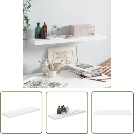 The Living Store Schweberegal Hochglanz-Weiß 80x23,5x3,8 cm MDF - Schweberegal - Wandregal - Regal - Wohnwandregal - Dekorationsschrank (1/5)