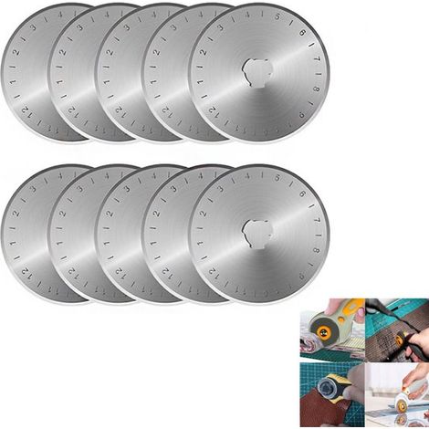 Set di 10 taglierine rotative, taglierine rotative di ricambio da 45 mm, coltelli assortiti per quilting e scrapbooking, compatibile con Fiskars, Olfa, Martelli, Dremel, Truec (1/5)