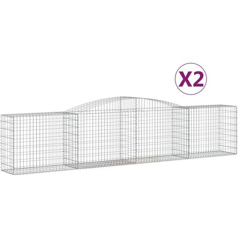 Paniers à gabions arqués 2 pcs  Mur en gabion 400x50x80/100 cm Fer galvanisé
