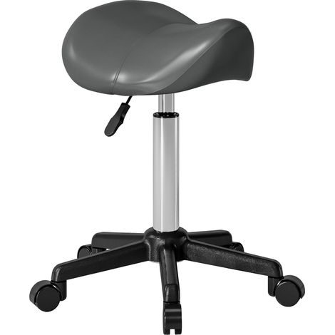 Tabouret à roulettes, chaise de travail avec hauteur réglable 45-57 cm et selle ergonomique, 48x47x45-57cm, gris