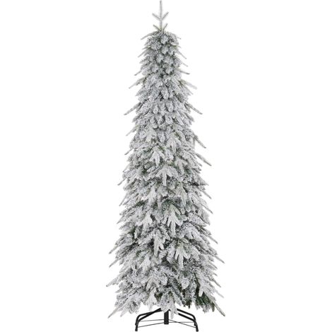 Árbol de Navidad artificial de 180 cm de altura, que imita a un árbol real con 600 ramas frondosas, nieve artificial y una abertura para el coche. (1/5)