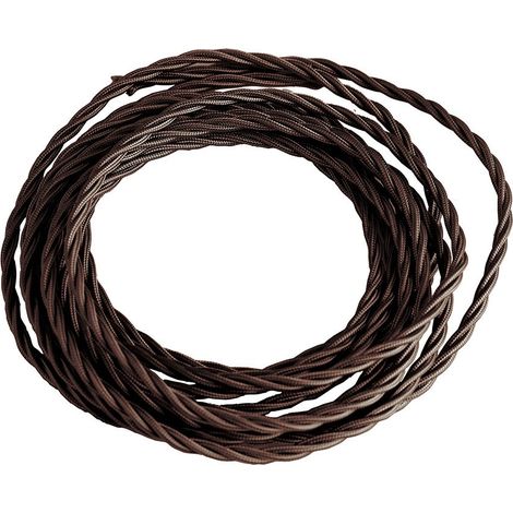 Cavo elettrico CLAY trecciato con rivestimento tessile marrone