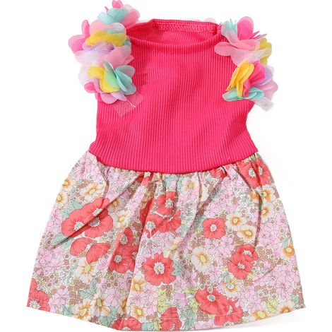 Robe rose rouge XS pour chien, jolie robe de princesse légère et respirante à motif floral pour chiots et chats (1/4)