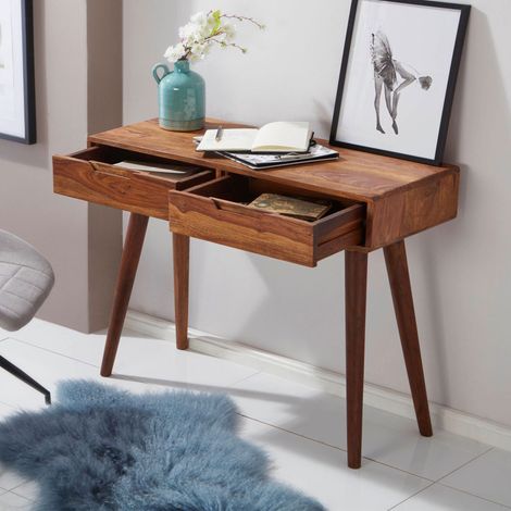 Console 2 tiroirs 90x36x76 cm en bois de sheesham massif (1/4)