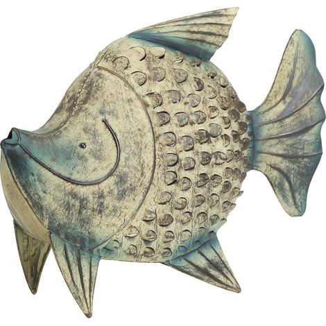 Blaue Fischfigur aus Metall, 40 x 13 x 32 cm (1/5)