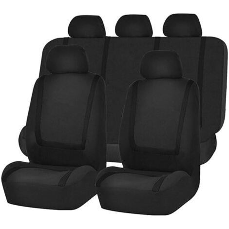 9 Pieces Complete Set Car Seat Covers, Universal Car Front and Rear Seat Covers (Black) (1/4)